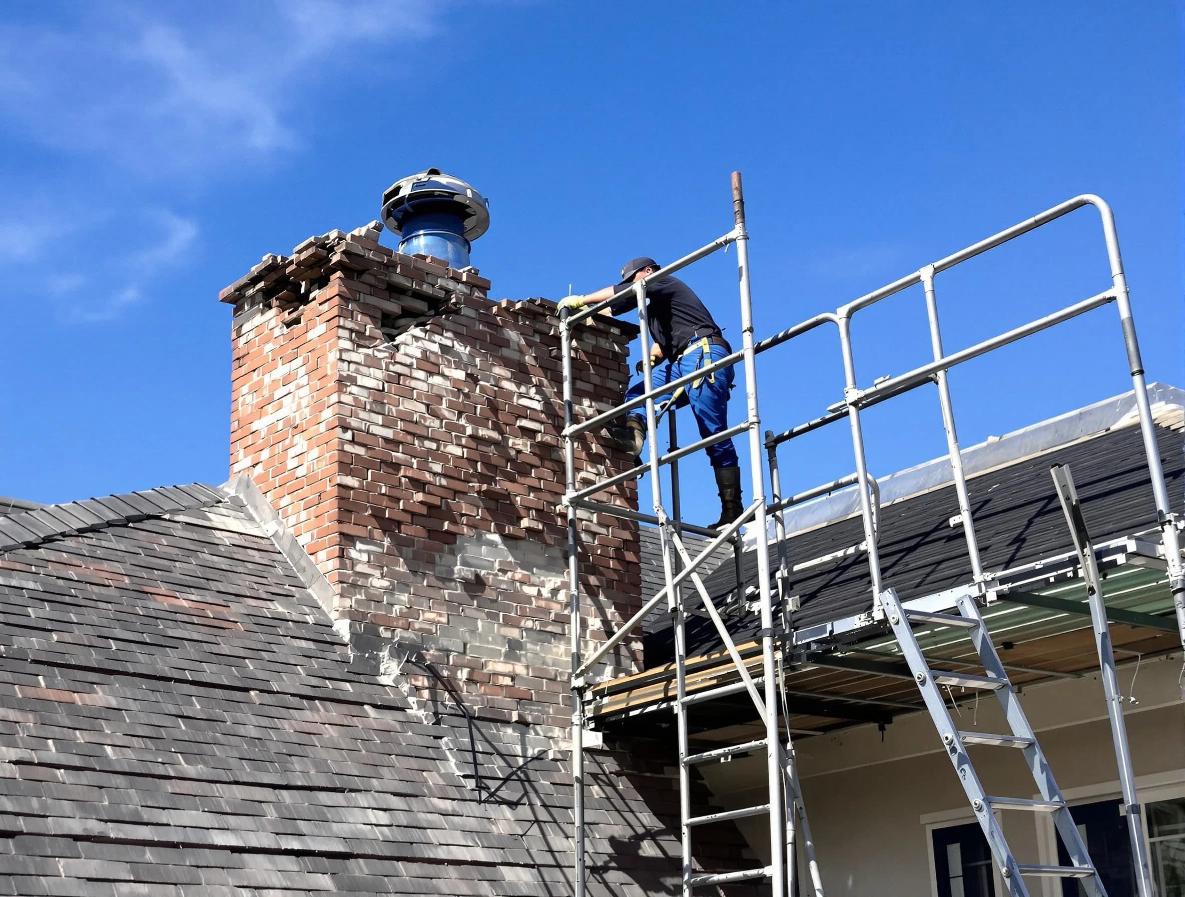 Rebuilding a chimney structure by Monsey Chimney Sweep in Monsey, NY