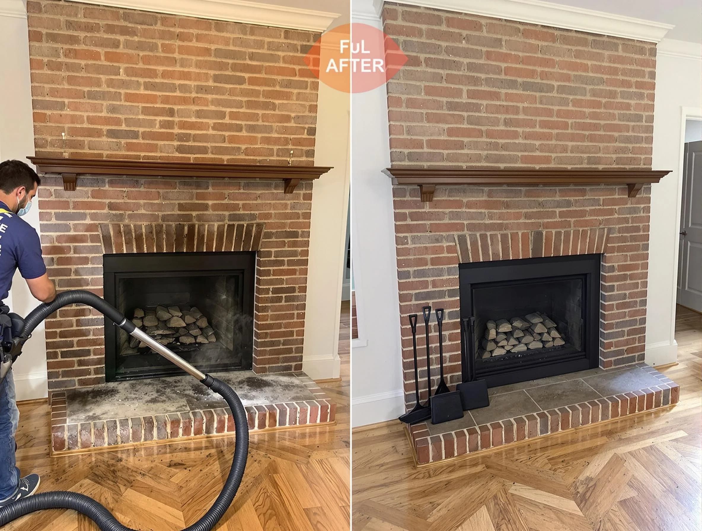 Monsey Chimney Sweep carefully sanitizing a fireplace in Monsey, NY