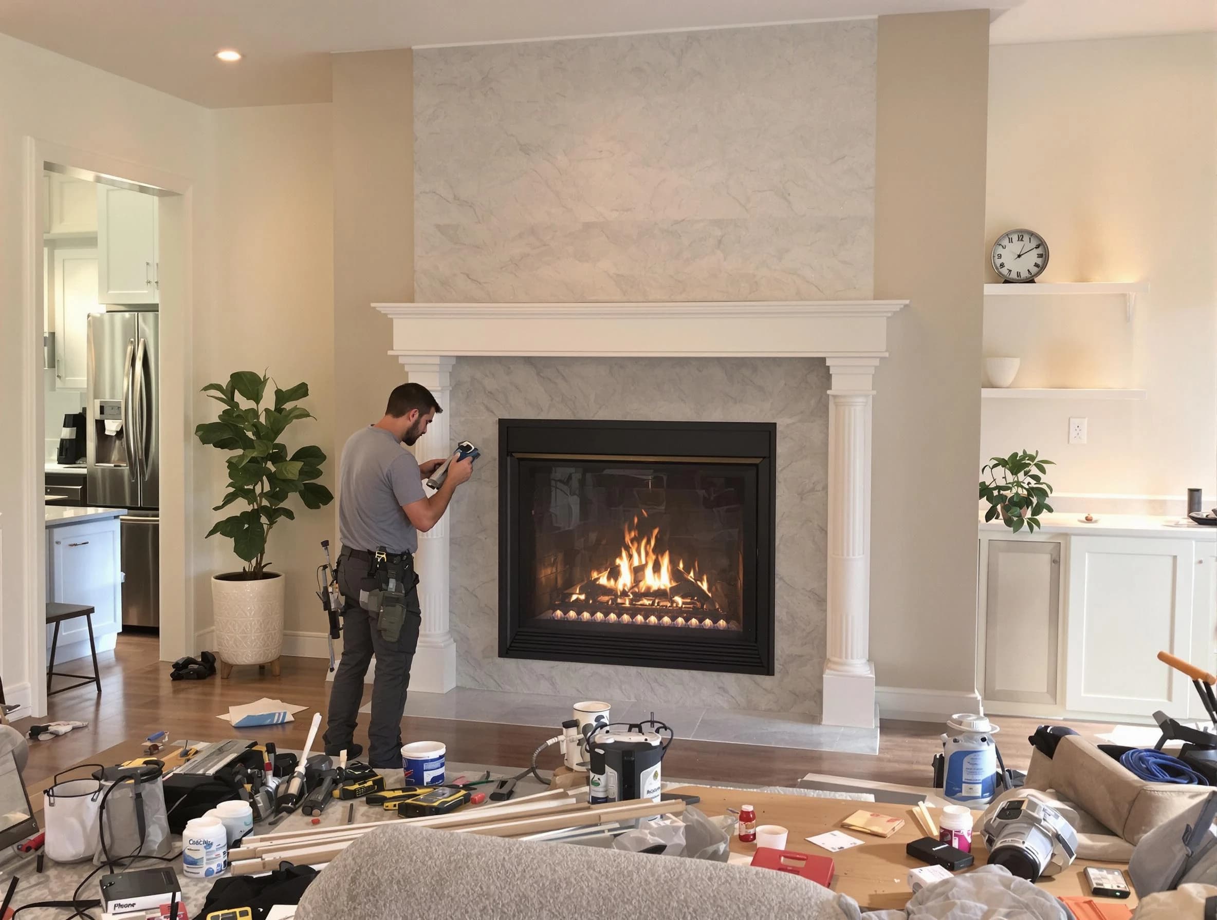 Newly installed fireplace by Monsey Chimney Sweep in Monsey, NY