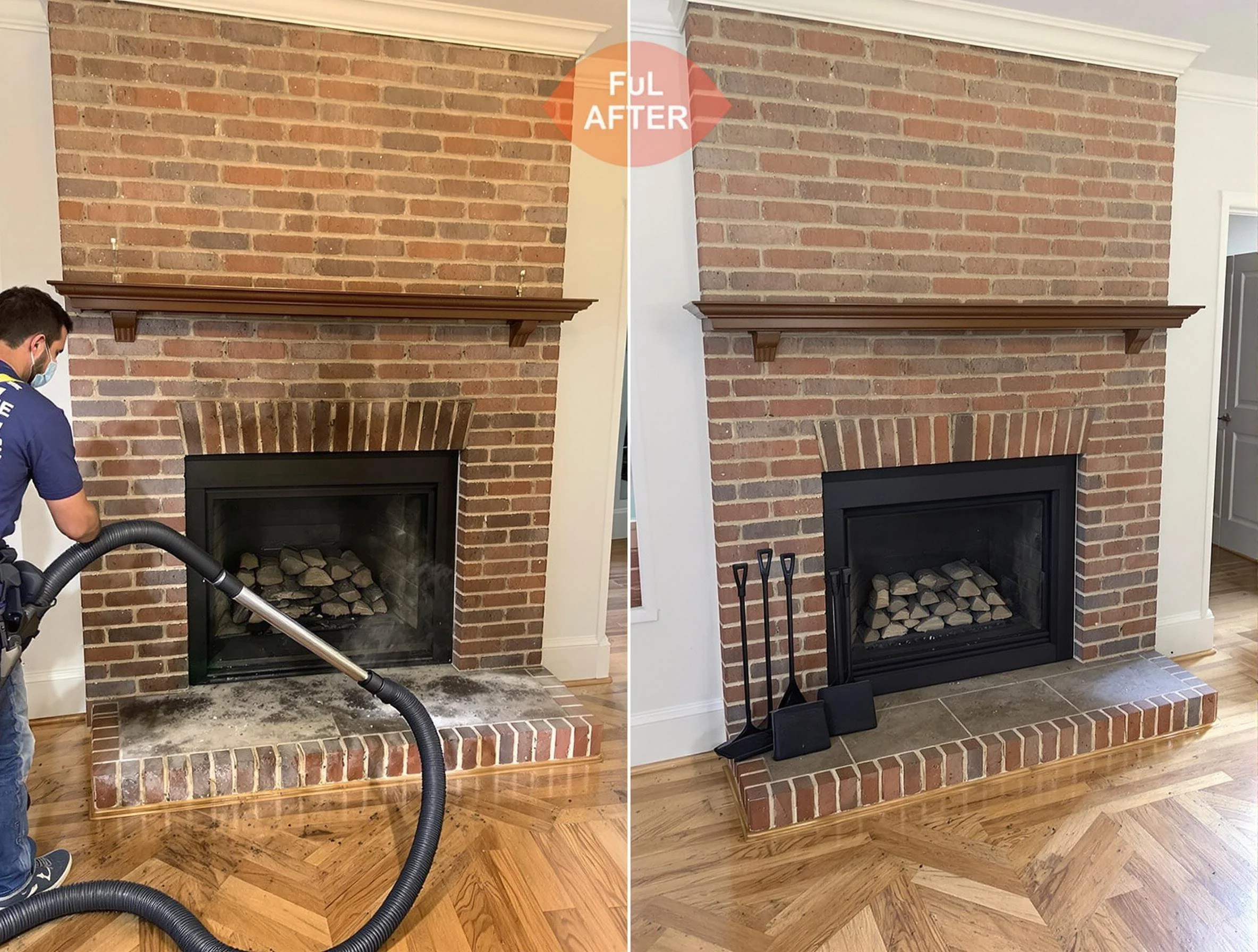 Monsey Chimney Sweep carefully sanitizing a fireplace in Monsey, NY