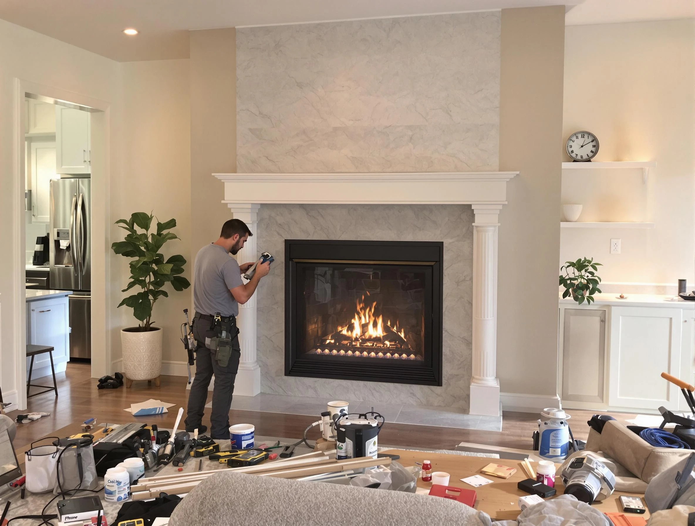 Newly installed fireplace by Monsey Chimney Sweep in Monsey, NY